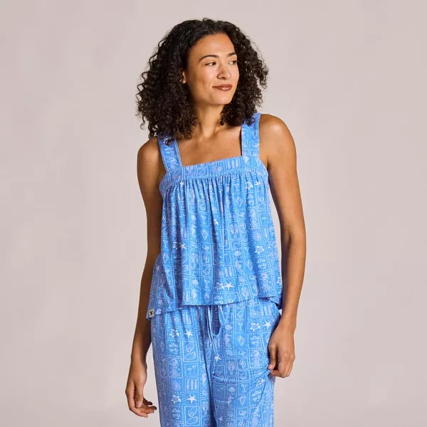 Women's Coastal Stamp Pattern Lightweight Sleep Tank
